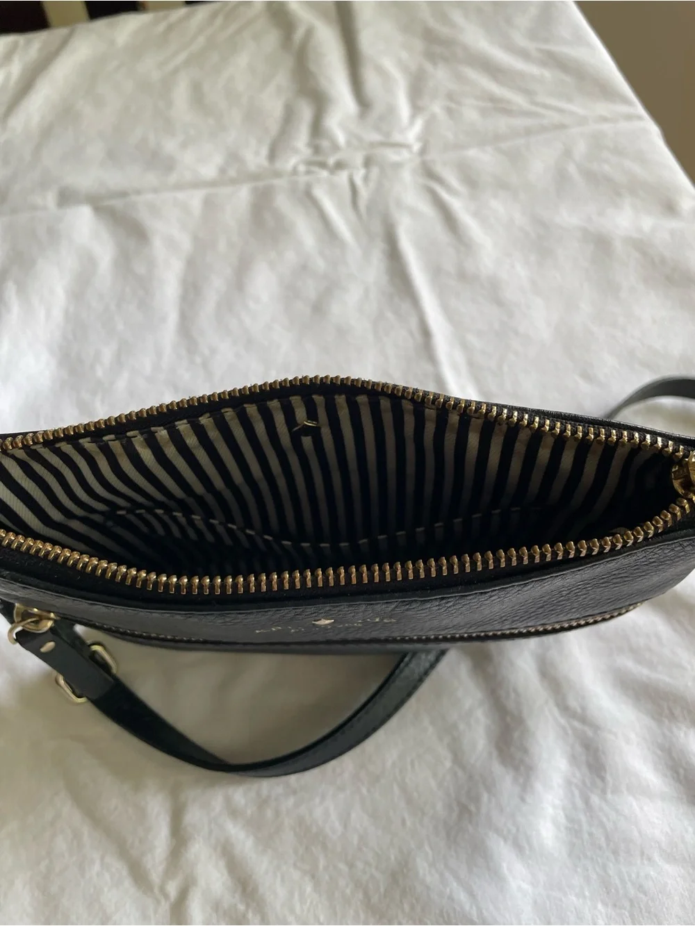 Kate Spade Black Pebbled Leather Crossbody with Gold Hardware